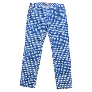 Lilly Pulitzer 10 Kelly Skinny Ankle Pants Feelin' Beachy Blue Checkered Stretch